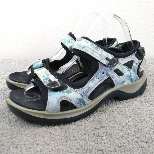 Ecco Yucatan Sandals Offroad Womens Size 39 EU Shoes Blue Leather Hiking Strappy
