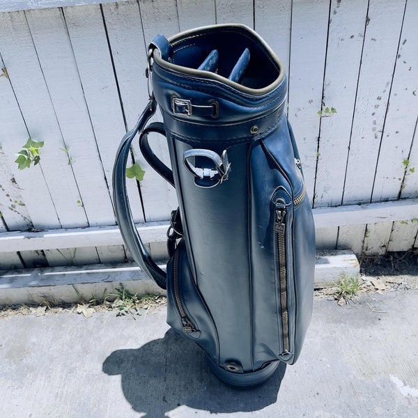 MacGregor Vintage Golf Cart Bag Blue Leather 3 Way Divider