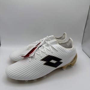 Lotto Solista 200 III FG Men's Soccer Cleats Size 6.5 White Black Gold 212376