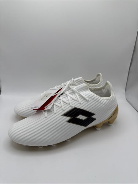 Lotto Solista 200 III FG Men's Soccer Cleats Size 6.5 White Black Gold 212376