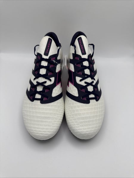 Lotto Maestro 100 IV FG Mens Soccer Cleats All White Navy Vivid Fuchsia Sz 9