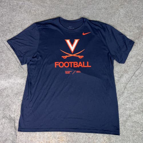Virginia Cavaliers Shirt Mens 2XL NCAA Football Nike Dri Fit Polyester Tee Logo