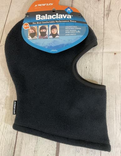 Seirus 2875-00 Youth 3-In-1 Head Face & Neck Warmer Fleece Balaclava Black OSFA