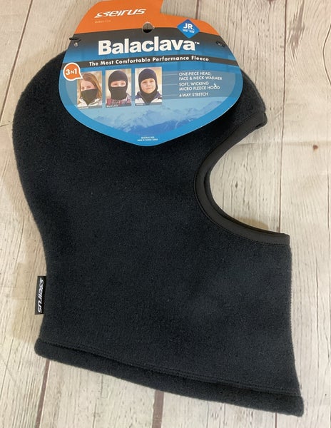 Seirus 2875-00 Youth 3-In-1 Head Face & Neck Warmer Fleece Balaclava Black OSFA