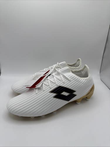 Lotto Solista 200 III FG Men's Soccer Cleats Size 10.5 White Black Gold 212376