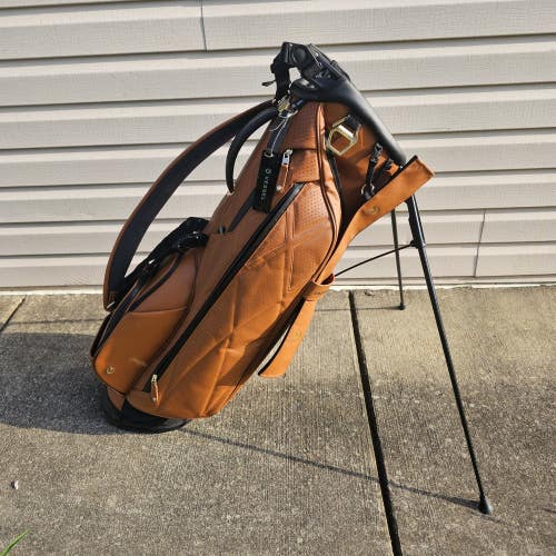 Vessel x Crewe Design Lux Stand Golf Bag Brown Leather With Cover And Dual Strap