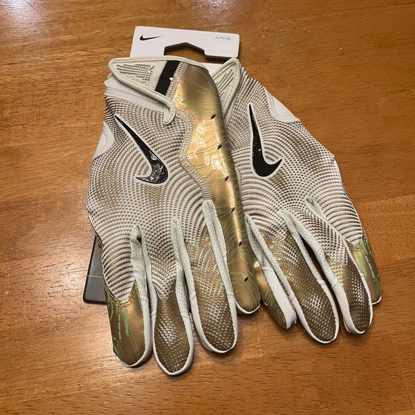 New Nike Vapor Jet 8.0 Football Gloves Men's S GOLD/BLACK SEA GLASS Size XL