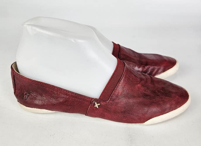 Frye Melanie Slip On Flats Sneakers Burnt Red Leather Shoes Size 7M