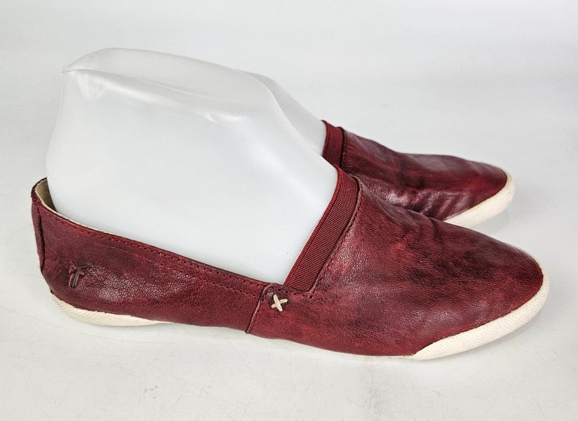 Frye Melanie Slip On Flats Sneakers Burnt Red Leather Shoes Size 7M