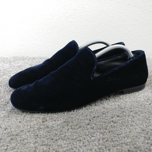 Vince Bray Womens Size 7.5 Shoes Navy Blue Velvet Italy Smoking Loafers