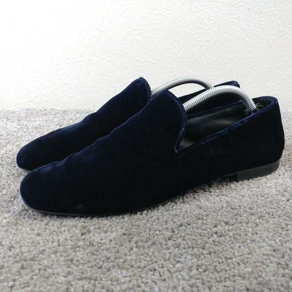 Vince Bray Womens Size 7.5 Shoes Navy Blue Velvet Italy Smoking Loafers