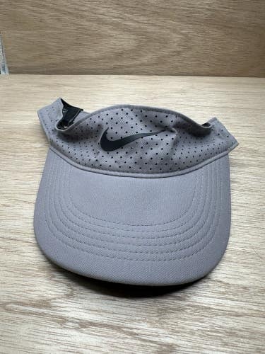 Nike Dri-Fit Adult Unisex Grey Just Do It Logo Swoosh Visor One Size