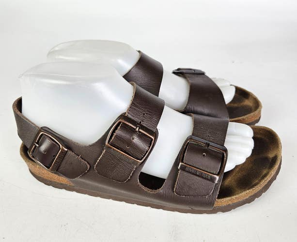 Birkenstock Milano Brown Leather Slingback Double Buckle Sandal Women's 39 / 8