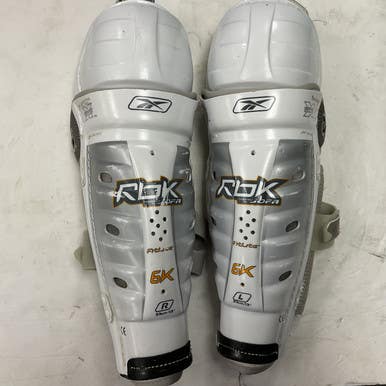 Used Reebok RBK 6K Intermediate Shin Guards White And Grey 13" 11855-S000188275