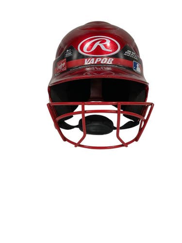 Used Rawlings VAPOR Batting Helmet w/Mask Red One Size 11847-S000027729