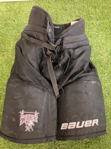 Black Senior Medium Bauer Hockey Pants Pro Stock USHL Storm (Used)