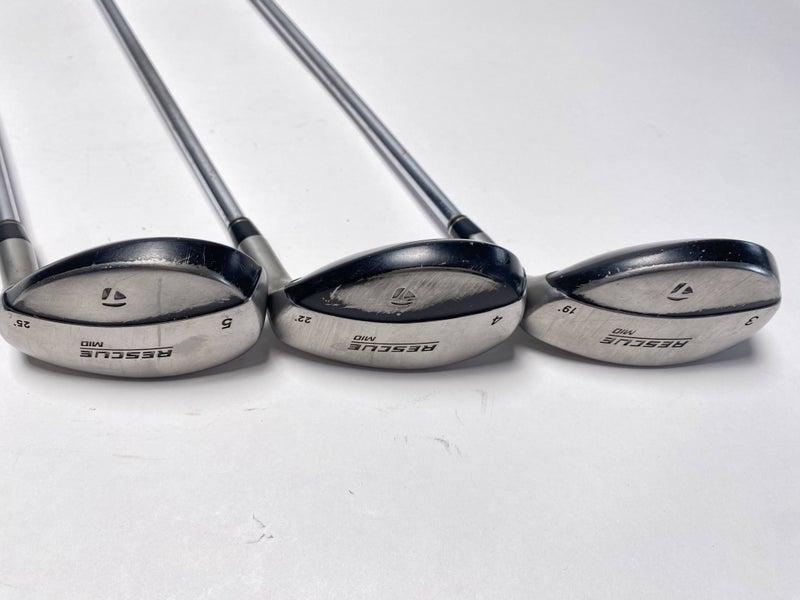 TaylorMade Rescue Mid Hybrid Set 3 4 5 19* 22* 25* Stiff Steel Mens RH