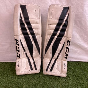 White 22" Youth CCM Extreme Flex E3.5 Goalie Leg Pads (Used)