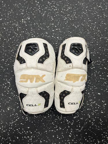 Used STX CELL IV Lacrosse Arm Pads/Guards White SM 11849-S000016579