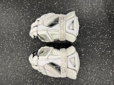 Used Maverik MAX Lacrosse Gloves Mens White 12" 11849-S000029642