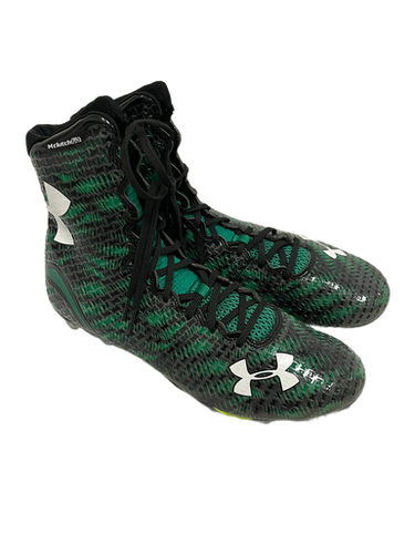 Used Under Armour HIGHLIGHT Adult FB Cleats Black And Green Senior 12 11692-S000138913
