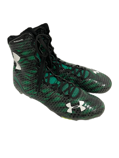 Used Under Armour HIGHLIGHT Adult FB Cleats Black And Green Senior 12 11692-S000138913
