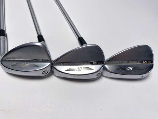 Titleist Vokey SM8 Tour Chrome Wedge Set 52* 8 56* 12 60* 12 Wedge Steel Mens RH