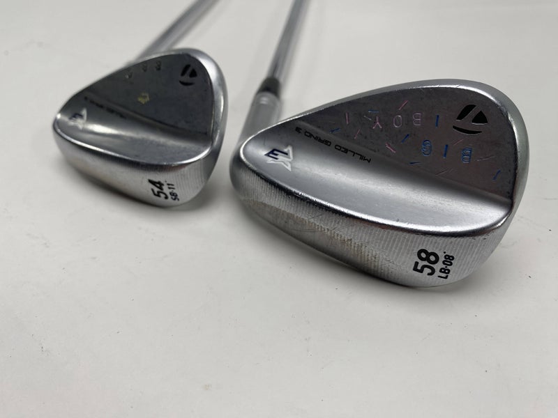 TaylorMade Milled Grind 3 Raw Chrome Wedge Set 54* 11 | 58* 8 TT DG S200 Mens RH