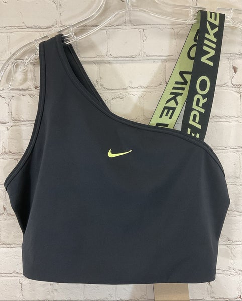 Nike DM0570-011 Womens DRI-FIT Medium Support Asymmetrical Training Bra Black XL