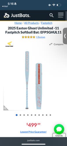 2025 Easton Ghost Unlimited -11 Fastpitch Softball Bat (33/22)