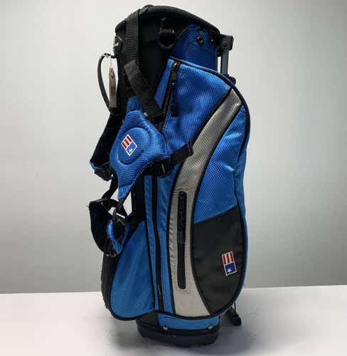 U.S. Kids 45-31 Stand Bag Blue Black 4-Way Divide Dual Strap Golf Bag