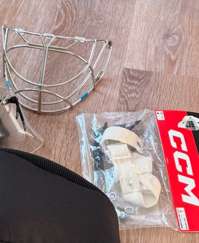 CCM Axis F9 Goalie Cat Eye Cage + White Straps + Screws