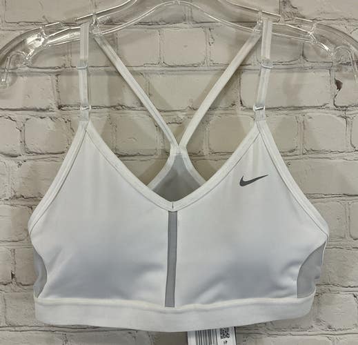 Nike CZ4456-100 Women's DRI-FIT Light Support Training Bra White Medium