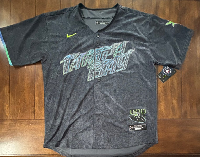 Tampa Bay Rays Jersey Charcoal Black Adult Large
