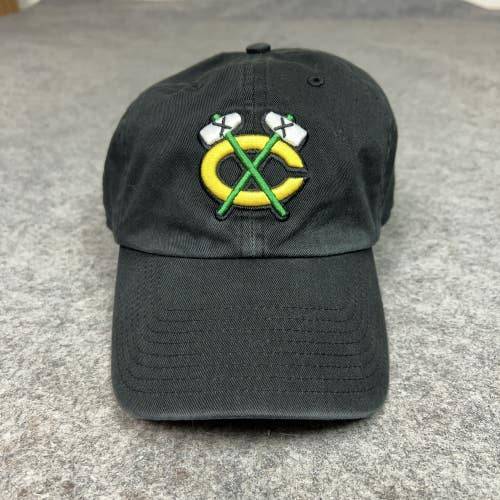 Chicago Blackhawks Hat Cap Strap Back Black NHL Hockey Mens One Size Retro Logo