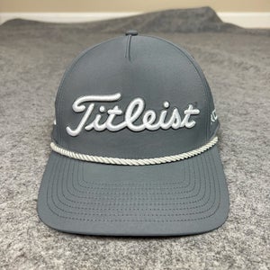 Titleist Hat Cap Snap Back Gray Golf Pro V1 Rope Mens Sports Performance FJ Logo