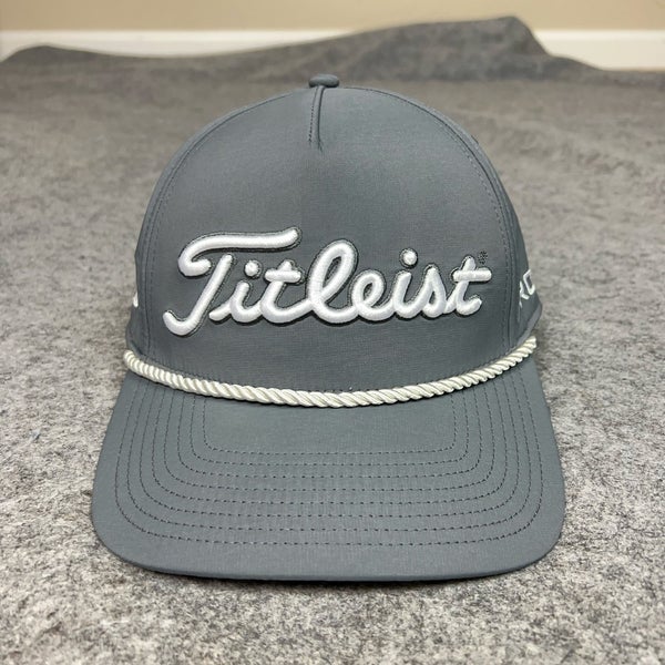 Titleist Hat Cap Snap Back Gray Golf Pro V1 Rope Mens Sports Performance FJ Logo