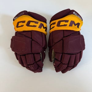 Used CCM HGPJSPP Hockey Gloves 13" Pro Stock Maroon/Gold