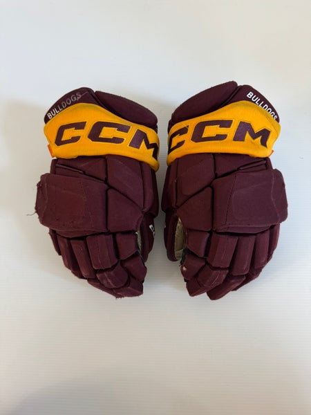 Used CCM HGPJSPP Hockey Gloves 13" Pro Stock Maroon/Gold