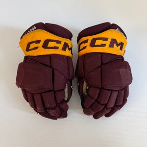 Used CCM HGPJSPP Hockey Gloves 13" Pro Stock Maroon/Gold
