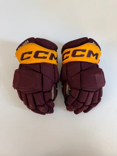 Used CCM HGPJSPP Hockey Gloves 13" Pro Stock Maroon/Gold