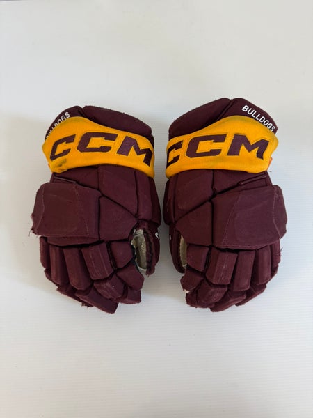 Used CCM HGPJSPP Hockey Gloves 13" Pro Stock Maroon/Gold