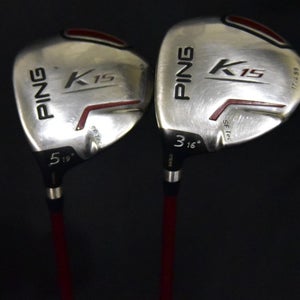PING K15 WOOD SET 3 & 5 FLEX:STIFF LENGTH: 42 IN NEW GRIP LEFT HANDED