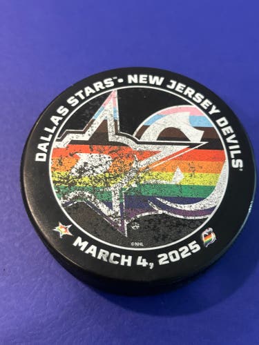 Dallas Stars vs New Jersey Devils Pride Night Hockey Puck