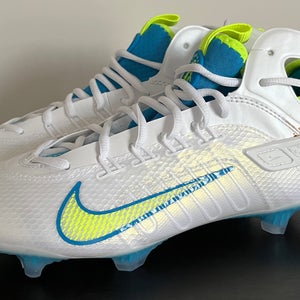 Nike Huarache 9 Elite Mid LAX SE Men Size 10.5 #FV6149-100 White Vivid Blue Volt