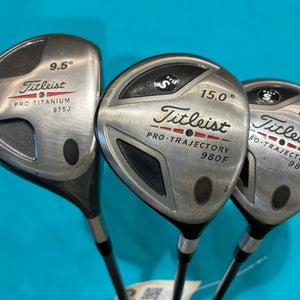 Men's Titleist Pro Titanium 905R Driver And Woods Set Stiff Flex (Used)