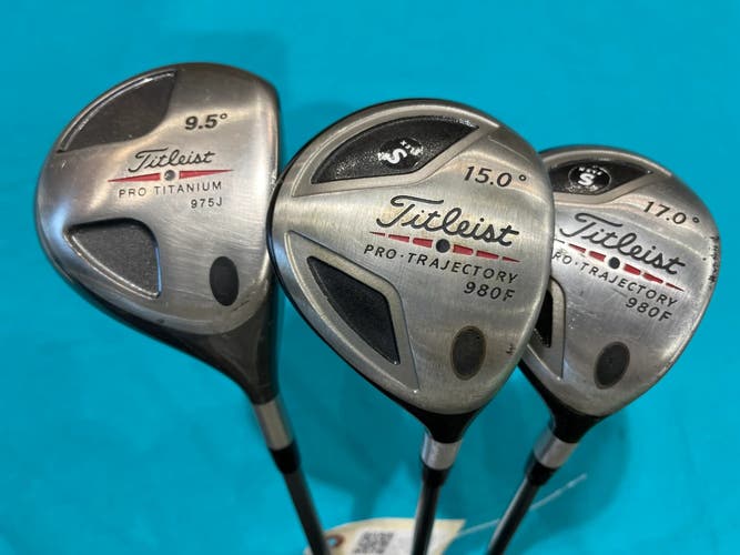 Men's Titleist Pro Titanium 905R Driver And Woods Set Stiff Flex (Used)