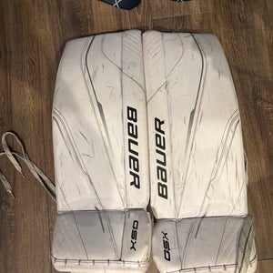 White Bauer GSX (2023 Model) Goalie Leg Pads (Used) | Junior Medium (28+)