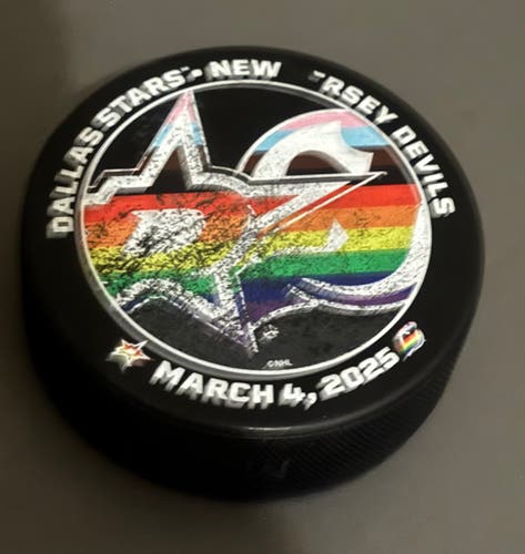 Dallas Stars vs New Jersey Devils Pride Night Hockey Puck