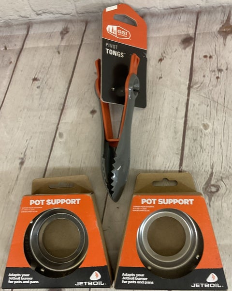Outdoor Cooking Two JETBOIL Pot Supports One Set of Plastic Pivot Foldable Tongs